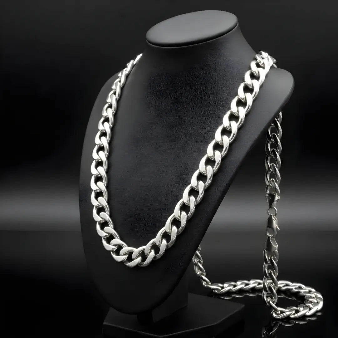 Silver Curb Cuban Link Chain Necklace – Classic Heavy-Set Silver Chain